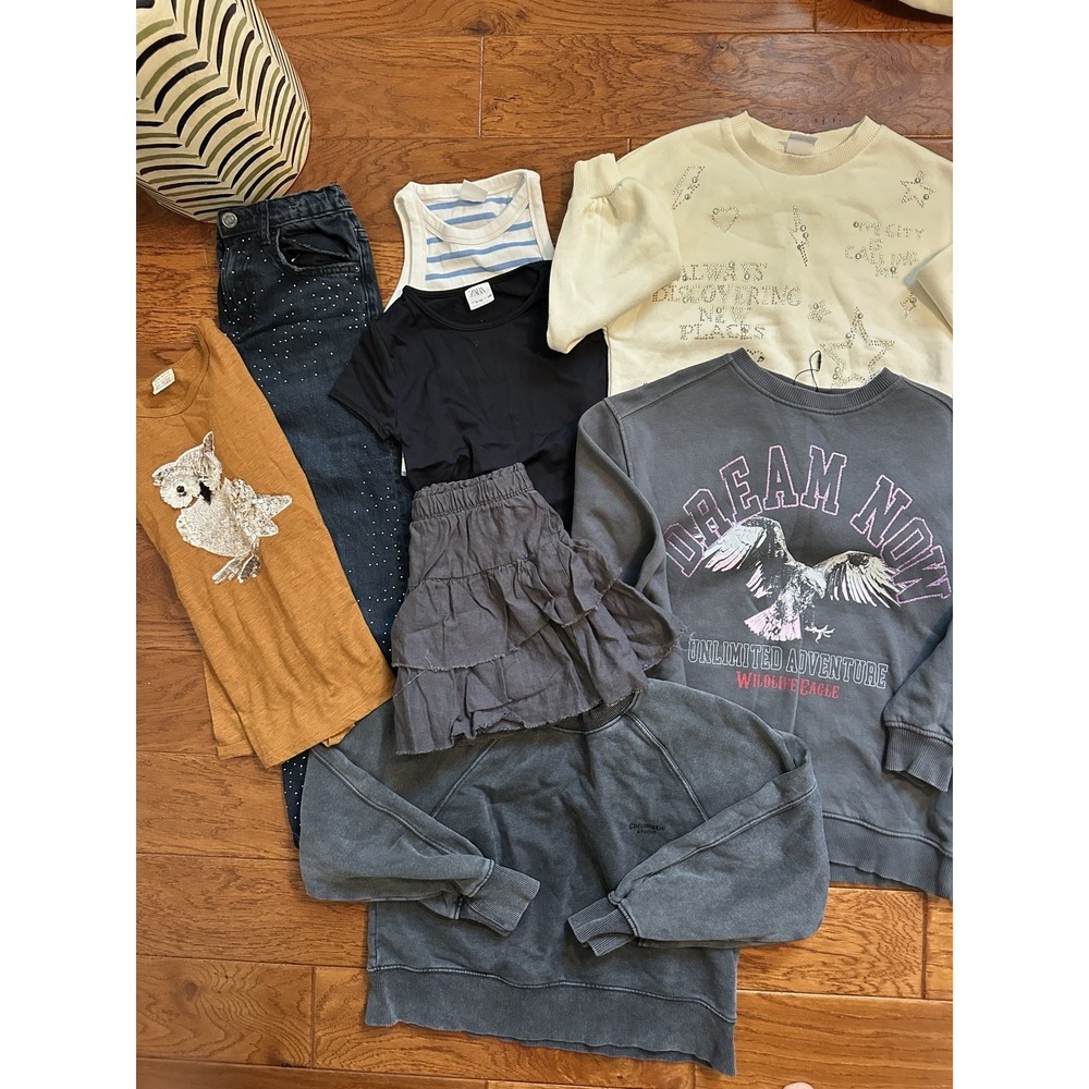 Zara Girls 8 9 10 Clothing Lot Bundle 10 Pcs Rhinestone Jeans Skirt Sweatshirt